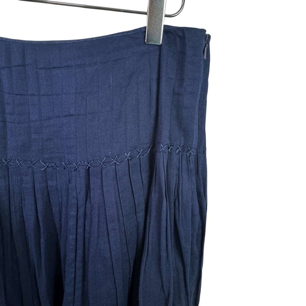 Lauren Ralph Lauren Navy Blue Crinkle Flowy Midi Skirt Women's 10 - Picture 5 of 8